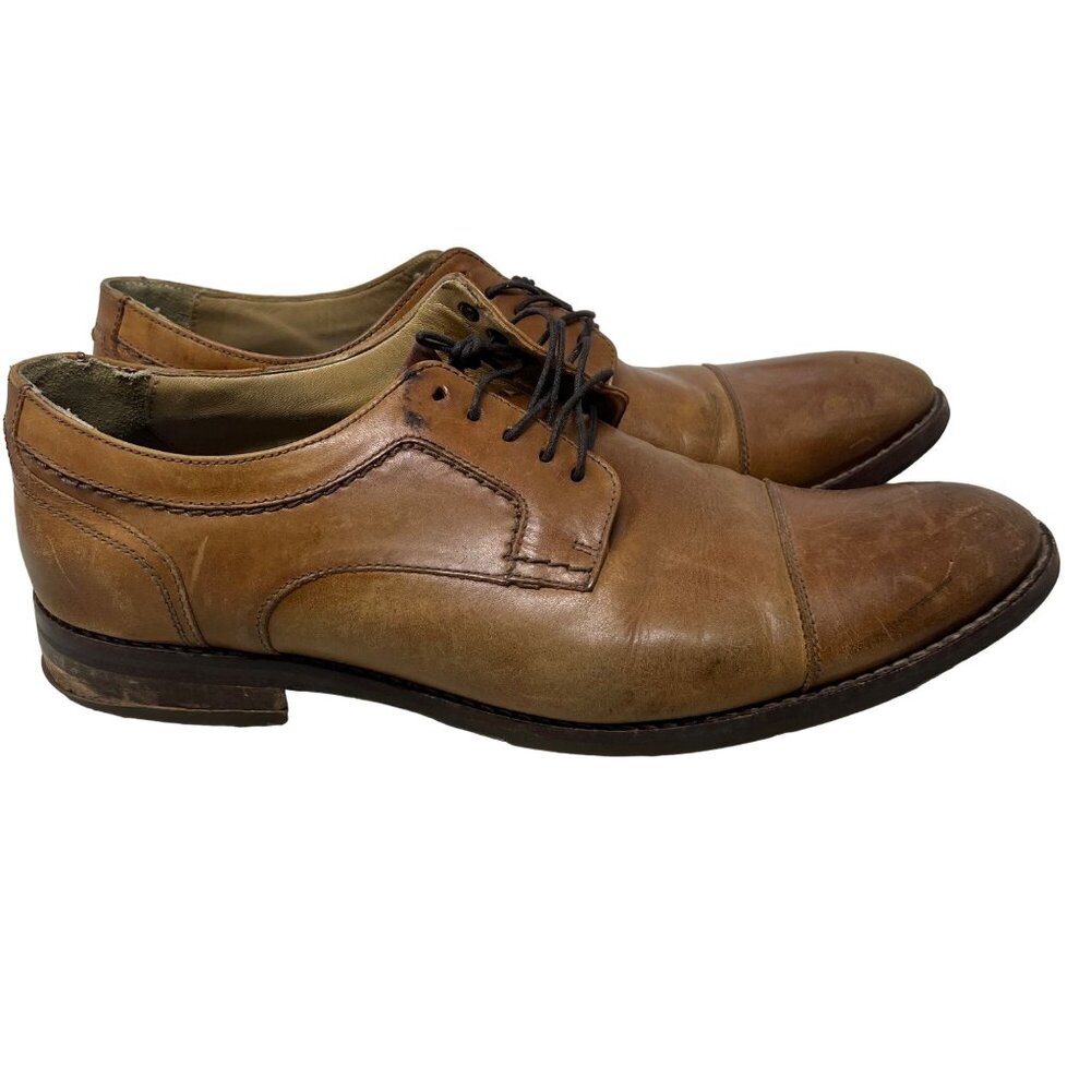 Johnston & Murphy Oxford Dress Shoes Size 10.5 Cap Toe Leather Brown Career